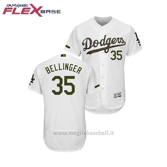 Maglia Baseball Uomo Los Angeles Dodgers Cody Bellinger 2018 Dia de los Caidos Flex Base Bianco
